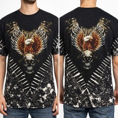 Jay’s Rock Men XL Tie Dye Eagle Skull Graphic T-Shirt Rhinestone Biker Tee