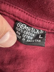 Gemrock Unisex Cotton T-Shirt Size Large Plain Maroon Crewneck Short Sleeve Tee