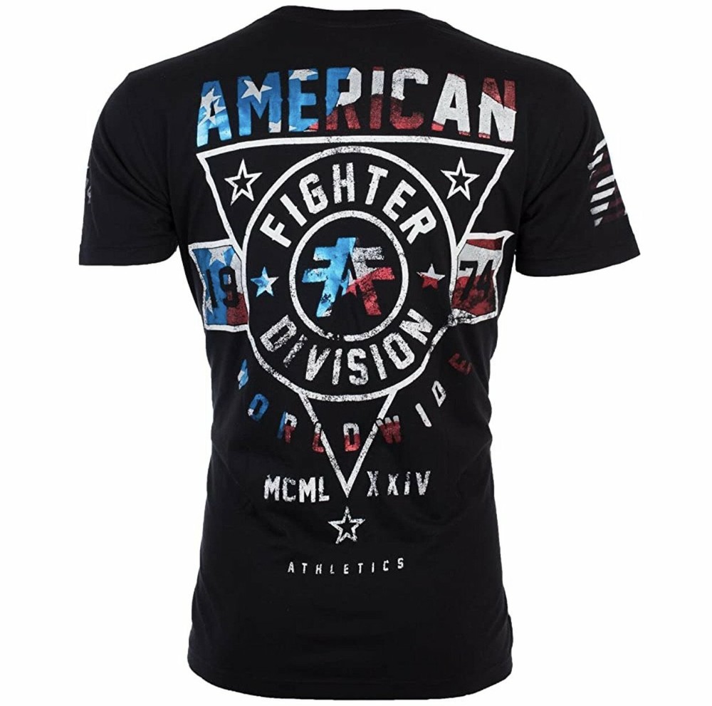 AMERICAN FIGHTER Men’s T-Shirt SILVER LAKE PATRIOT Athletic Biker MMA S-4XL