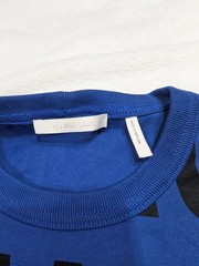 HELMUT LANG Cut Off Logo Shirt Mens Medium Blue Tee T-Shirt