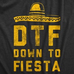 Mens DTF Down to Fiesta T Shirt Funny Sarcastic Cinco De Mayo Party Sombrero Tee
