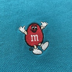 Vintage 90s M&Ms Polo T-Shirt Men’s Large Blue Mars Candy Logo Hipster USA Made