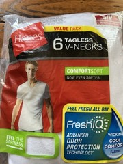 Hanes Men’s COMFORTSOFT 6-Pack T-SHIRTS TAGLESS FreshIQ size Small White V Neck