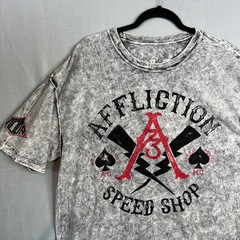 Affliction Reversible T Shirt Mens 3XL Distressed Y2K Gray Black Red Grunge NWT