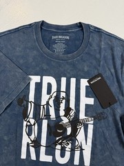 True Religion Buddha Men’s XL T Shirt Blue Mineral Wash Distressed Short Sleeve