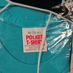 Vintage Pocket T-Shirt M 38-40 Blue Single Stitch New Sealed Deadstock USA, NOS
