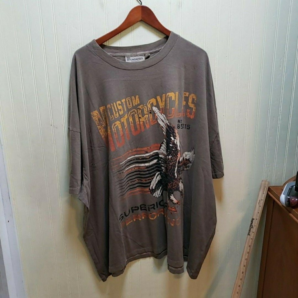 No Boundaries Shirt Mens 5XL Brown Motorcycles Eagle Graphic Oversized Tee