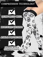 4 Pairs Halloween Socks Women Men Knee High Compression Socks for Halloween N…
