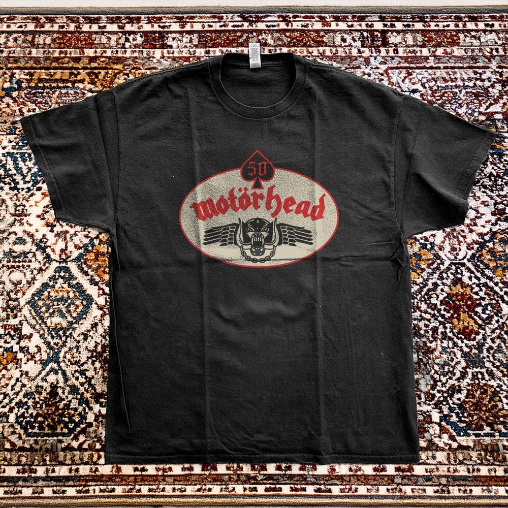 Motorhead 50th Emblem Patch Unisex Black Cotton T-shirt S-5XL