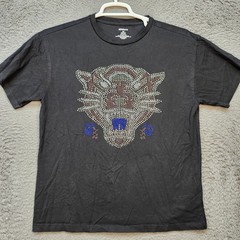 Novamen Shirt Mens Medium Black Tiger Rhinestone Graphic Tee Rose Detail India