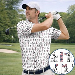 USA 250 Casual Patriotic Golf Shirt, 4th of July Stick Figure Golf Polo (S-5XL)