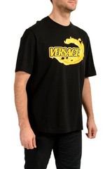 Versace Men’s Black & Barocco Logo Print Short Sleeve T-Shirt US 2XL IT 56