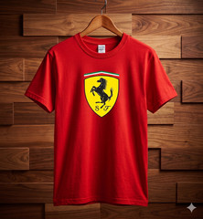 Scuderia Ferrari Large Shield Logo Racing Graphic Tee Design T-Shirt