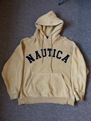 NAUTICA 22SS Arch Logo Hoodie, Size L, Cotton, BEG 221-1220 Vintage