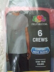 Fruit of The Loom 6 Tag-Free Crews Comfort Move Sleeve T-Shirts Size S 34-36