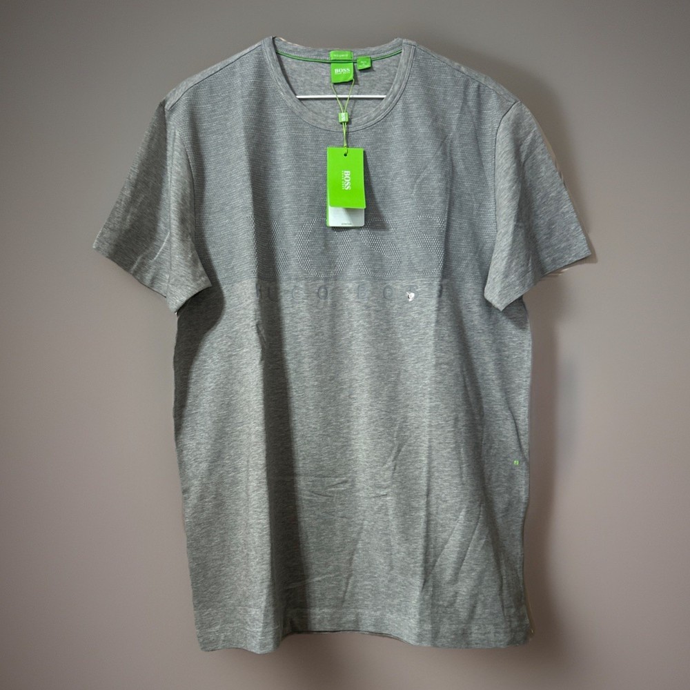 NEW! HUGO BOSS Green Label “TEE 8” Men’s Logo T-Shirt Stretch Large Gray NWT