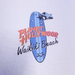 Vtg 90s Planet Hollywood Waikiki Beach Hawaii XL Shirt White Surf Stars Made USA