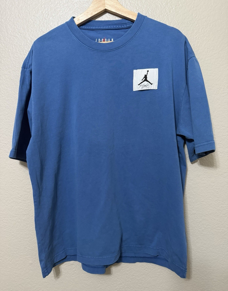 Jordan Flight Essentials Oversized Fit Men’s Blue Cotton Crew Neck T-Shirt S