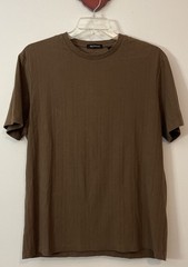 Brandini Mens XL Brown Ribbed Short-Sleeved Pullover Casual Cotton Shirt! A6111