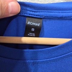 Romwe Mens Royal Blue Graphic Print Oversized T-Shirt Size S