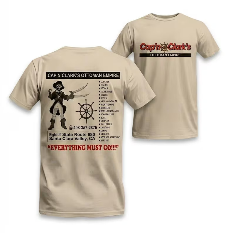Cap’n Clark’s Ottoman Empire T-Shirt, Funny Pirate Furniture