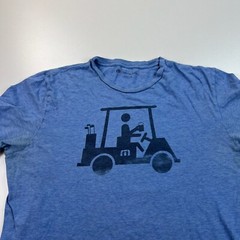 Travis Mathew Graphic Shirt Mens Large Blue Crew Neck Golf Cart Casual