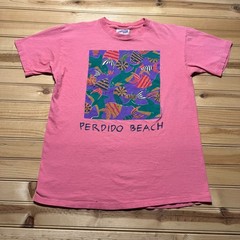 Vintage 1992 Perdido Beach Tropical Fish Dolphin Ocean Art Graphic T-Shirt Large