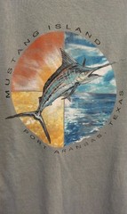 Mustang Island Port Aransas Texas Shirt Large Texan Marlin Fish Fishing BG2