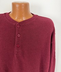 LL Bean Waffle Knit Henley Shirt Men XXL Thermal Stretchy Outdoors Heavy Cotton