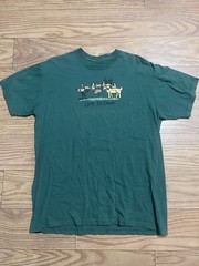 Life Is Crap Large Mens Green Graphic Logo Short Sleeve Tshirt Hunting Deer