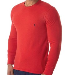 NWT – POLO RALPH LAUREN Mens Waffle Knit Thermal Long Sleeve Shirt – RED : S-XXL