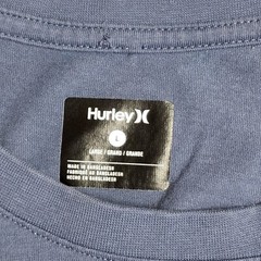 HURLEY Tee Shirt Blue Gray With White Graphic and Red Logo Size Lg
