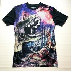 Chemistry Authentic Clothing Photo Real Shirt Sharks & Dinosaurs Size M 2pc LOT