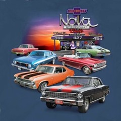 Joe Blow T’s Nova Cafe Indigo Blue Mens T-Shirt Chevy II SS 396 1963 64 67 71 73