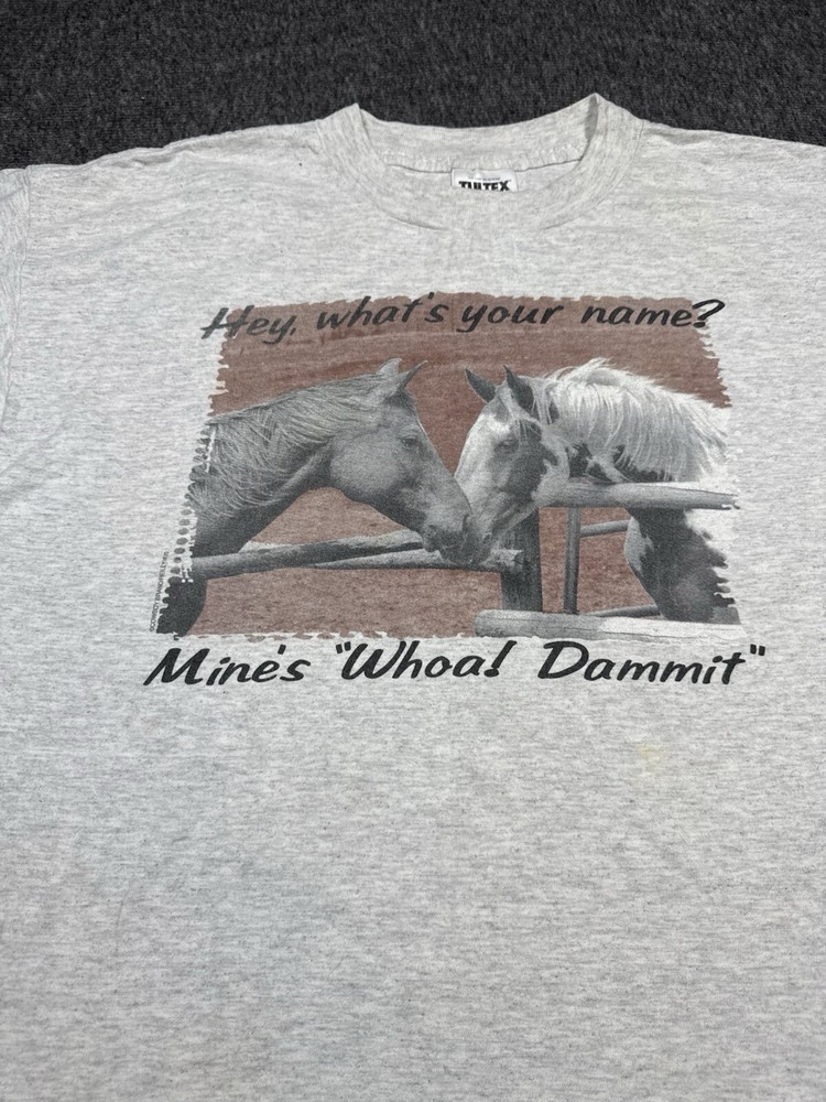 Tultex Horse Shirt Mens XL Gray Vintage Funny