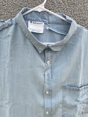 New W/ Tags Silverts Adaptive Clothing Denim Shirt Sz 3XL Open Back Easy On
