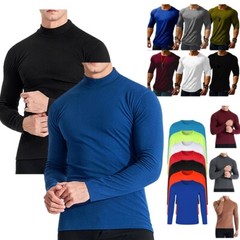 Mens Casual Soild Color Pullover Tops Undershirts Long Sleeve Sweatshirts