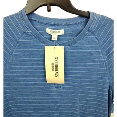 Goodthreads Soft Cotton Henley T Shirt Med Short Sleeve NWT Indigo Blue Stripes