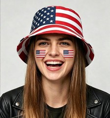 American-Flag-Bucket-Hat Reversible-Patriotic-USA-Cap Stars Stripes Outdoor F…