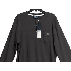 Psycho Bunny Henley T-Shirt Men’s XL Long Sleeve Chest Pocket Dark Gray NWT