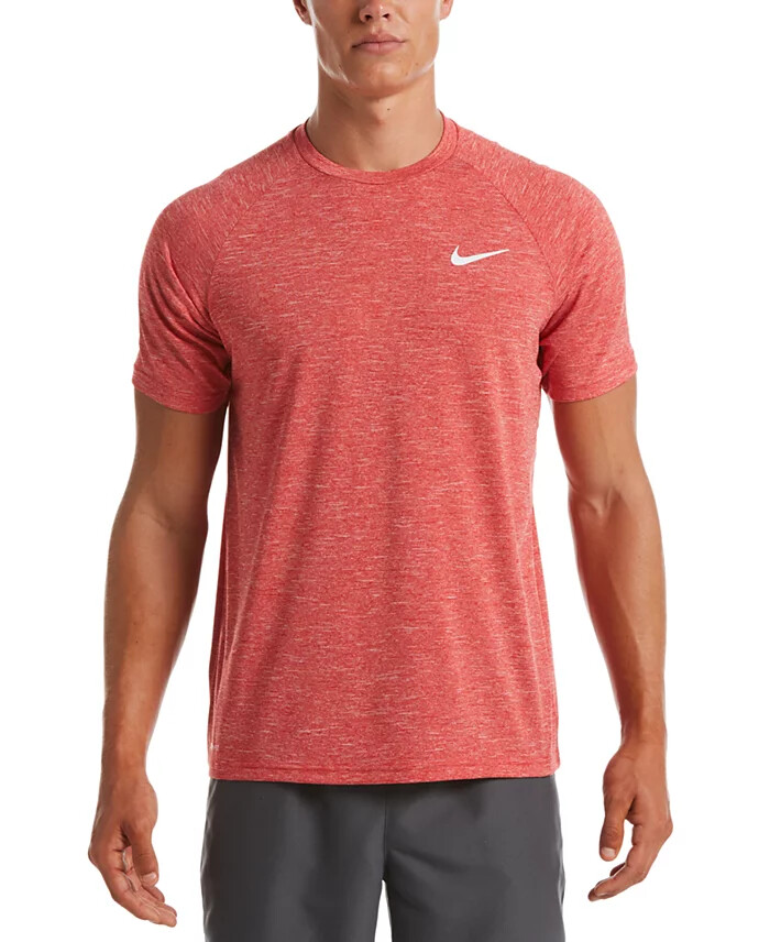 NWT NIKE MEN’S HYDROGUARD Swim T-Shirt 40+ SPF Heather Red