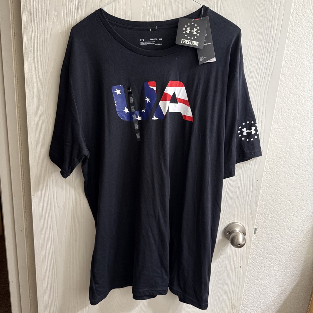 Under Armour Men’s UA Freedom Flag Logo T-Shirt Black 3XL NWT