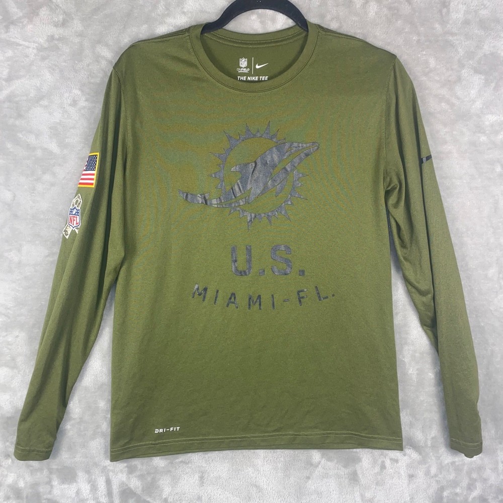 Nike NFL On Field Miami Dolphins Salute to Service Long Sleeve Shirt Men’s Sz S
