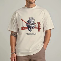 Funny Cat T-Shirt, Golden Gate Bridge Cat Design, Cute City Travel