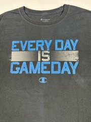 AUTHENTIC CHAMPION T SHIRT L LARGE MENS BLACK EVERYDAY IS GAME DAY SPORTS LOGO