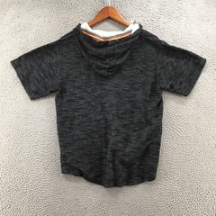 Modern Culture T-Shirt Mens S Black Hooded Short Sleeve V-Neck Pullover Casual