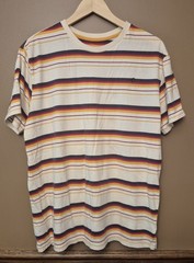 VTG Hang Ten T-Shirt Mens XL Beige Stripes Beach Surf Short Sleeve