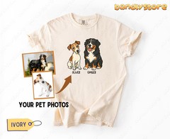 Custom Pet Portrait Comfort Tee Personalized Dog Cat Photo Shirt Gift Idea