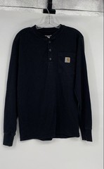 Carhartt Mens Black Workwear Long Sleeve Relaxed Fit Henley Neck T-Shirt Size S