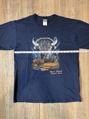 Gildan Ultra Cotton Men’s Navy Bison Ranch Graphic Crew Tee Short Sleeve L